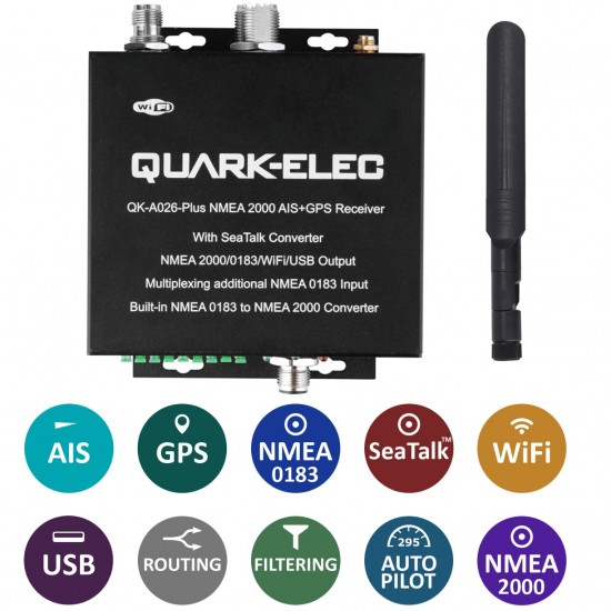 QK-A026-plus NMEA 2000 AIS Receiver with NMEA Multiplexer + N2K Converter + WiFi + GPS